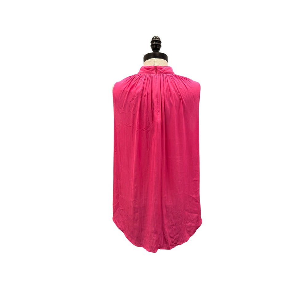 Smythe Sleeveless Blouse Women's Size S Pink Excellent Pleated Mock Neck Top